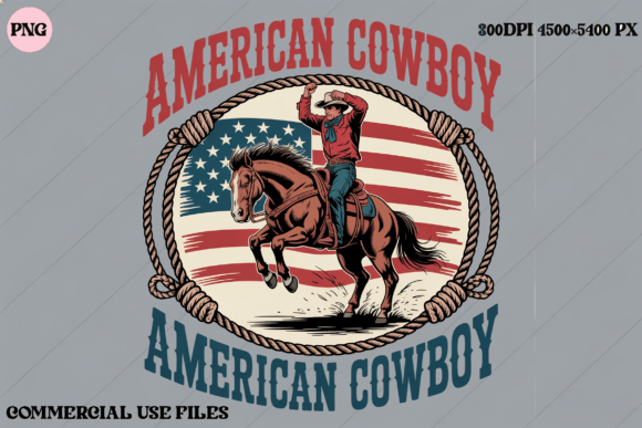 American Cowboy Horse Riding USA Flag