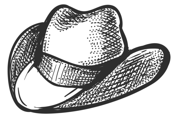 Cowboy Hat Hand Drawn Icon for Embroidery Projects