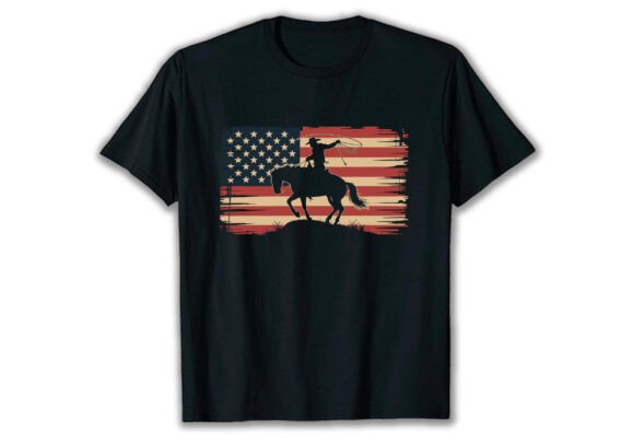Cowboy Western Horse 4th of July T-Shirt Design Review