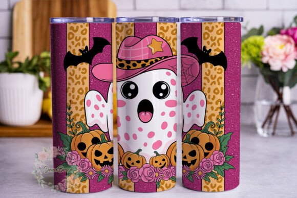 Cute Ghost Pink Cowboy Hat Tumbler Wrap Review