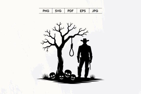 Dark Cowboy Gallows Skull Silhouette Art Review for Real Projects