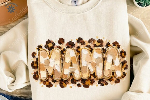 Neutral Boho Mama Leopard PNG for Western Embroidery Projects