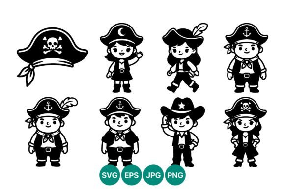Pirate and Cowboy Vector Characters for Embroidery Projects