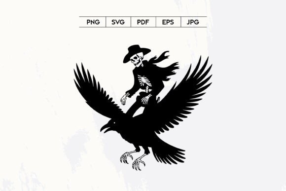 Skeleton Cowboy Riding Crow Dark Art Embroidery Review