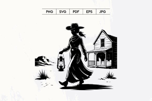 Western Cowgirl Lantern Night Silhouette Review